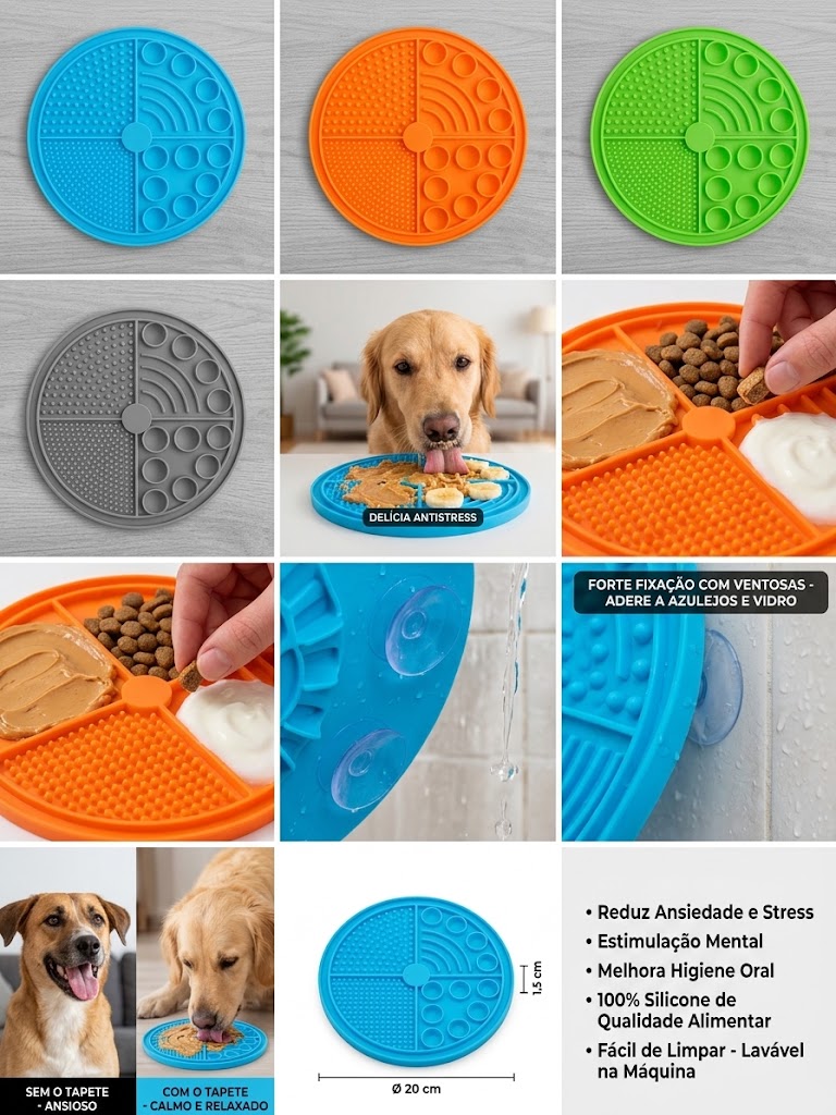 Tapete de silicone para lamber anti-ansiadade