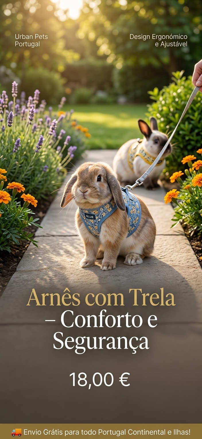 Arnês com Trela e Roupa Ajustável para Coelho – Conforto e Segurança