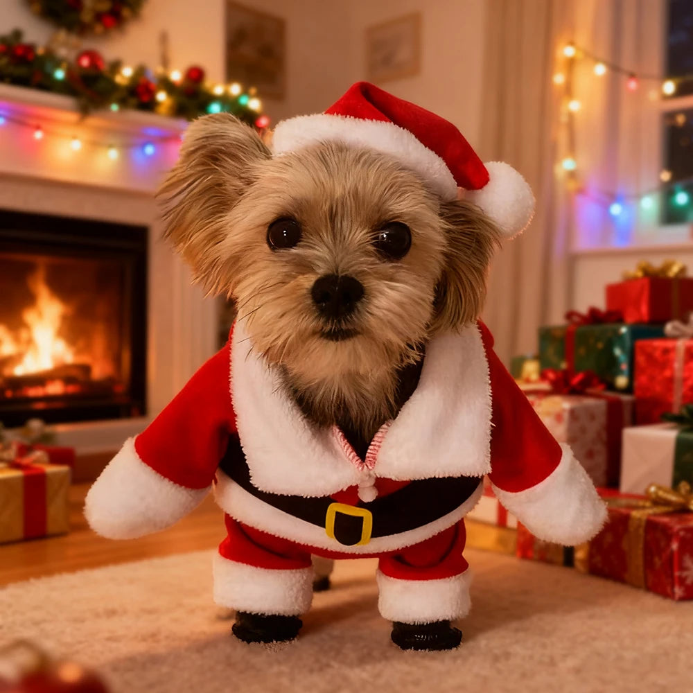 Fato de Pai Natal para Cães e Gatos – Roupa de Festas e Natal
